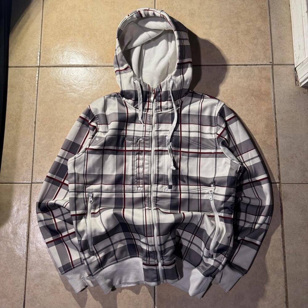Vintage y2k empyre gray white plaid hoodie Size M in mens